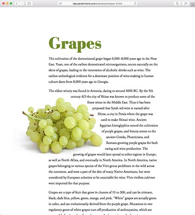screenshot of the Grapes shape demo