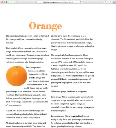 screenshot of the Orange shape demo