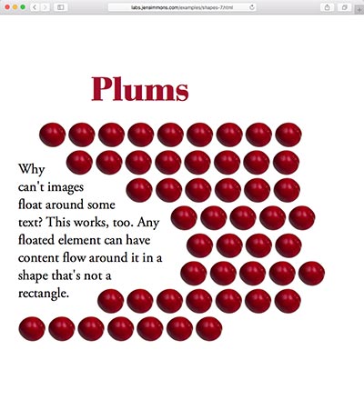 screenshot of the Plums shape demo