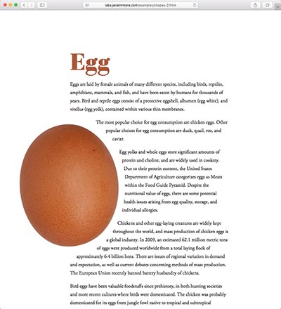 screenshot of the Egg shape demo