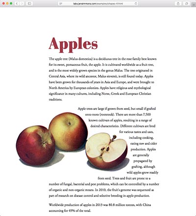 screenshot of the Apples shape demo